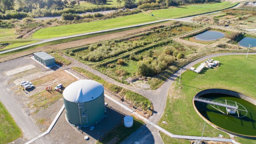 Aerial view of the Manawatū District Council Wastewater treatment facility