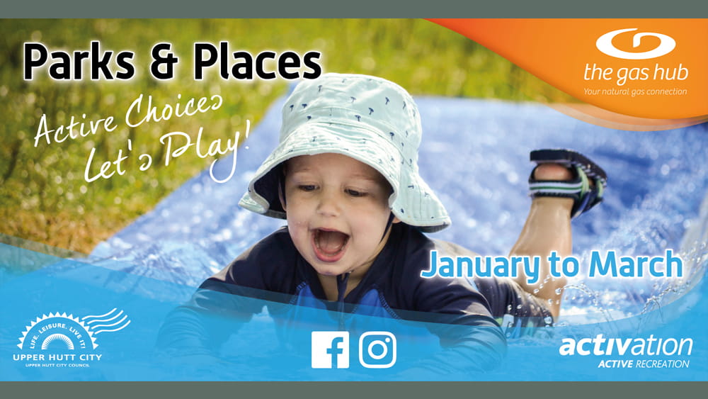 Boy on water slide at Parks and Places