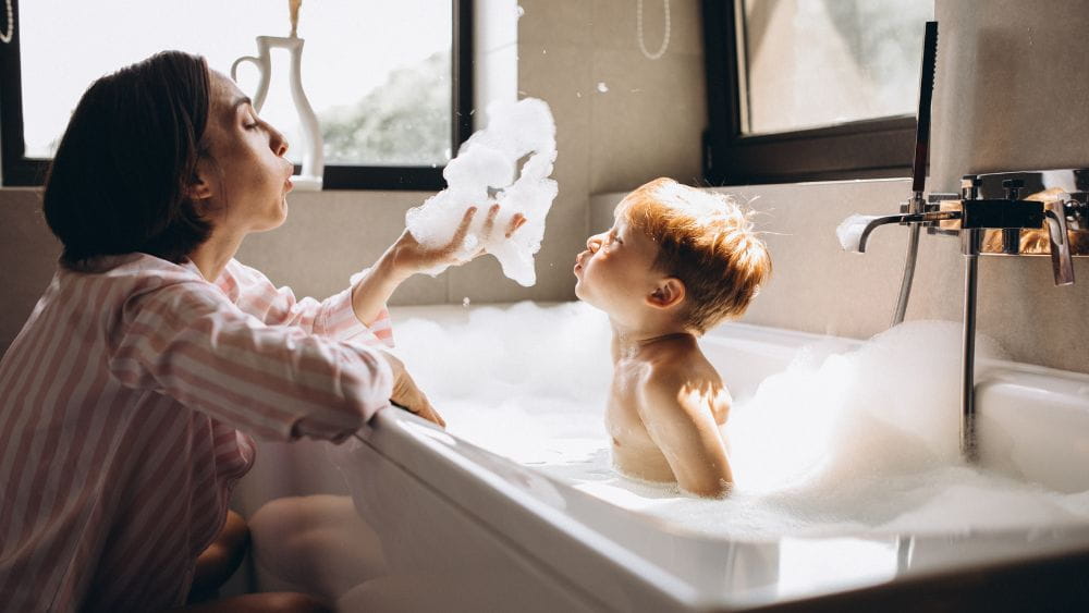 young boy bath 