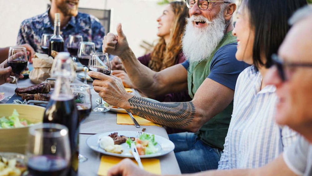 people sitting at dinner table