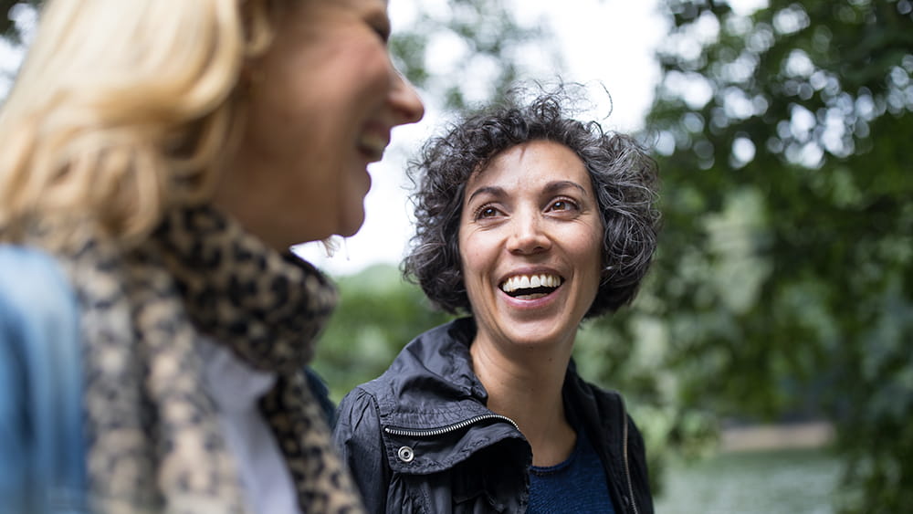 Two women chatting